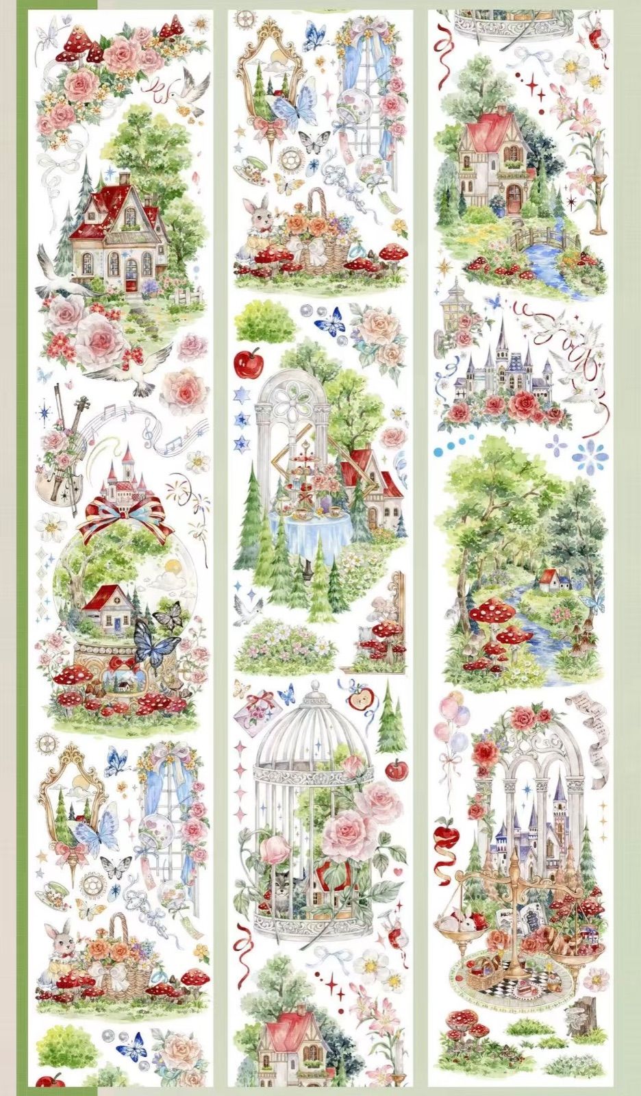 9024】海外 マステ 3/5/10m巻 貝殻光マスキングテープ 動物 森林 お家