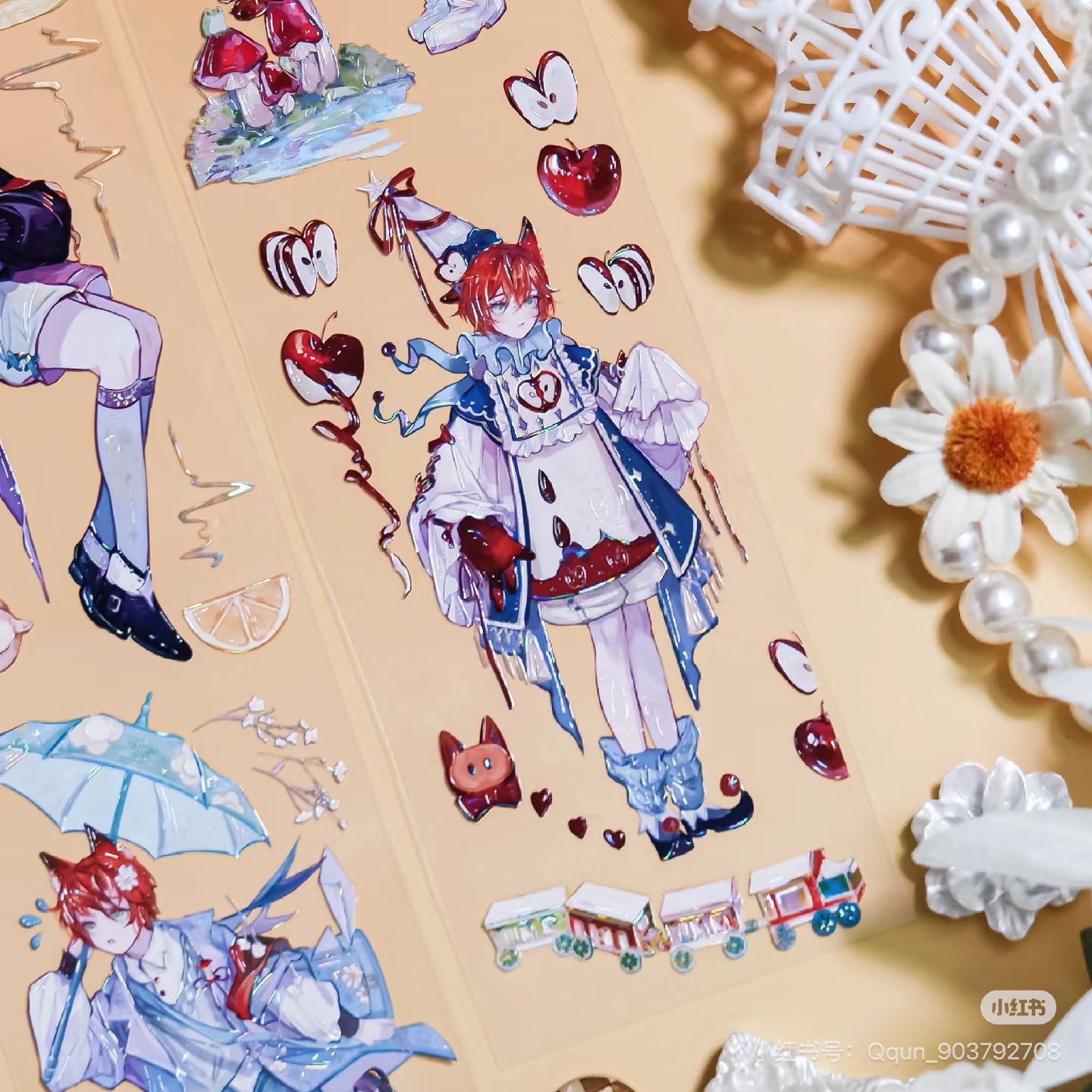 【8141】海外　マステ　3.75/5/巻売り　貝殻光マスキングテープ 9025】海外 マステ 3/5/巻 貝殻光マスキングテープ 獣人 狐 男の子