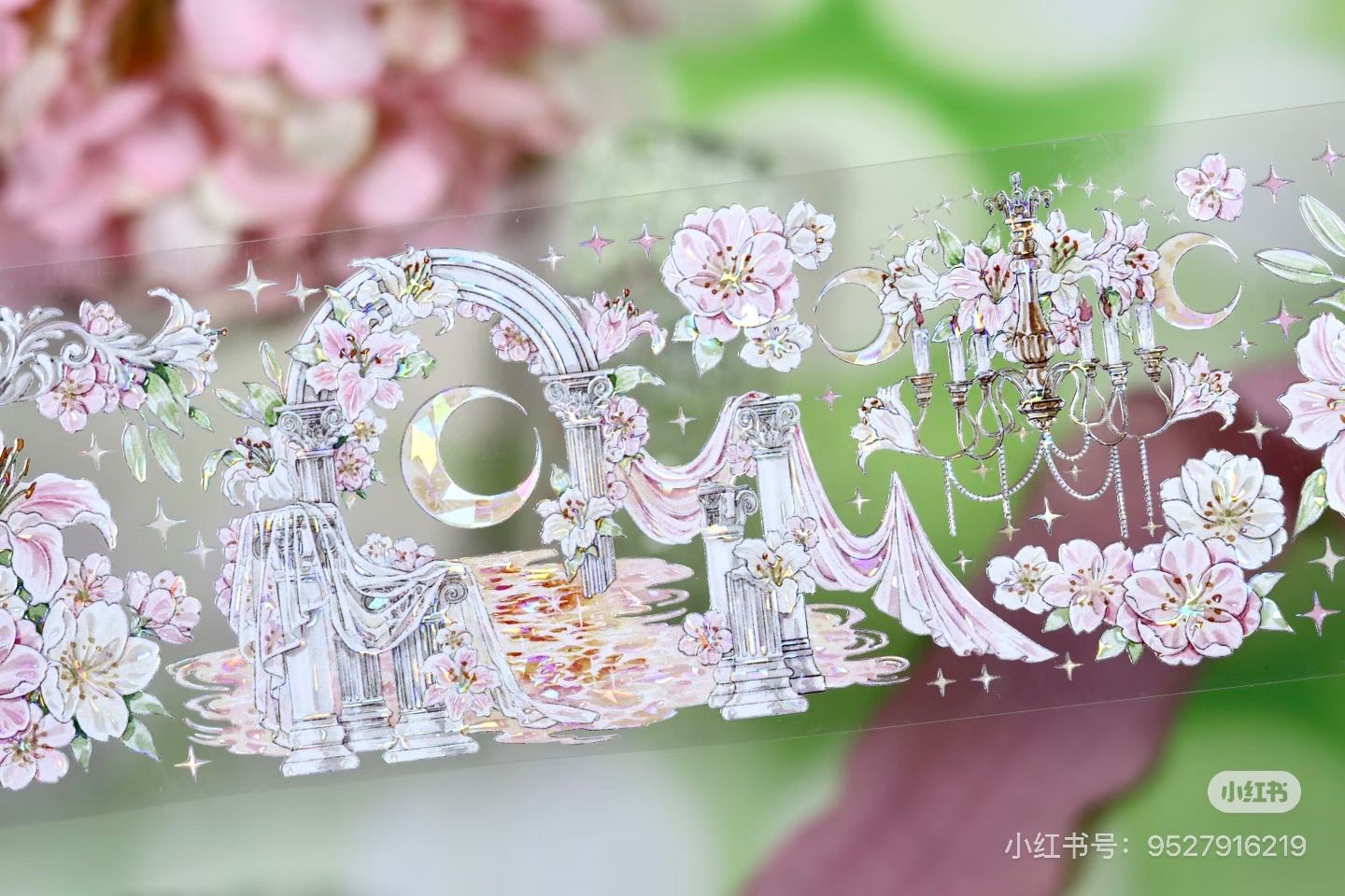 9029】海外 マステ 5/巻 PET 貝殻光マスキングテープ ピンク お花 装飾