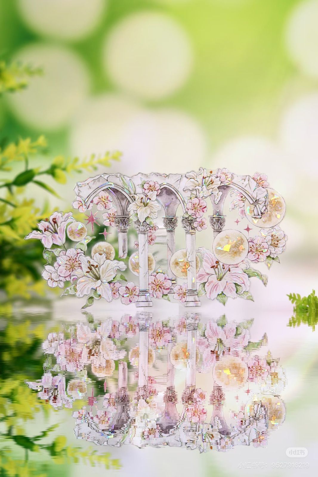 9029】海外 マステ 5/巻 PET 貝殻光マスキングテープ ピンク お花 装飾