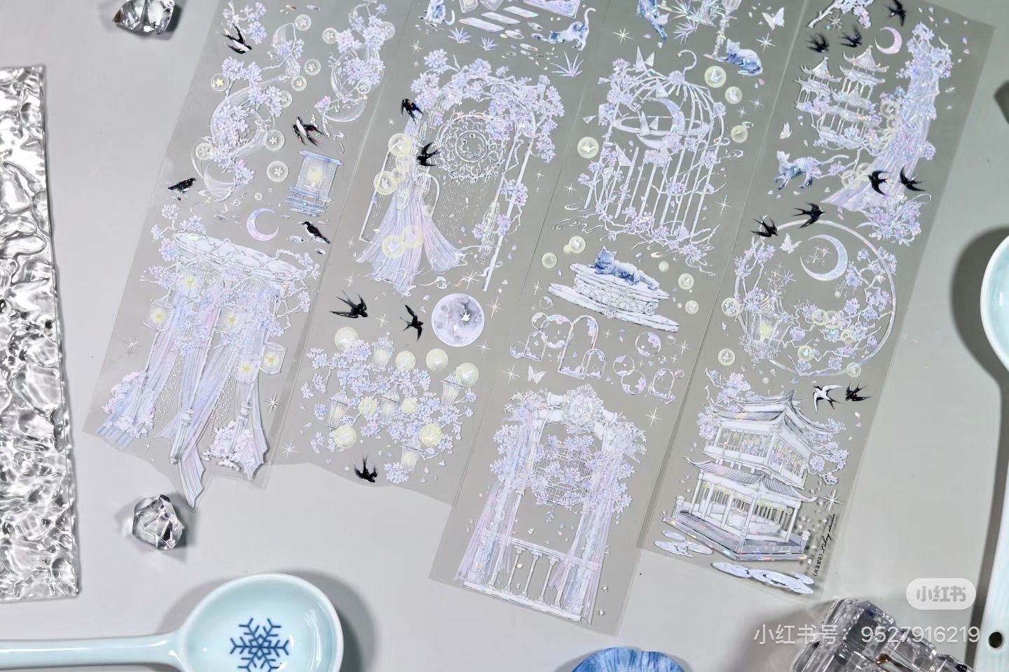 9030】海外 マステ 5/巻 PET 貝殻光マスキングテープ 半透明 装飾系