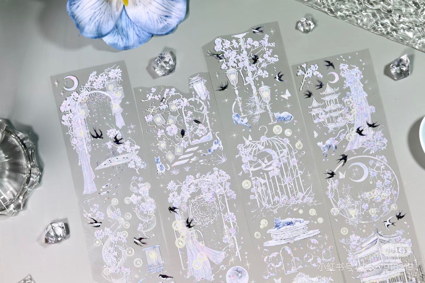 9030】海外 マステ 5/巻 PET 貝殻光マスキングテープ 半透明 装飾系