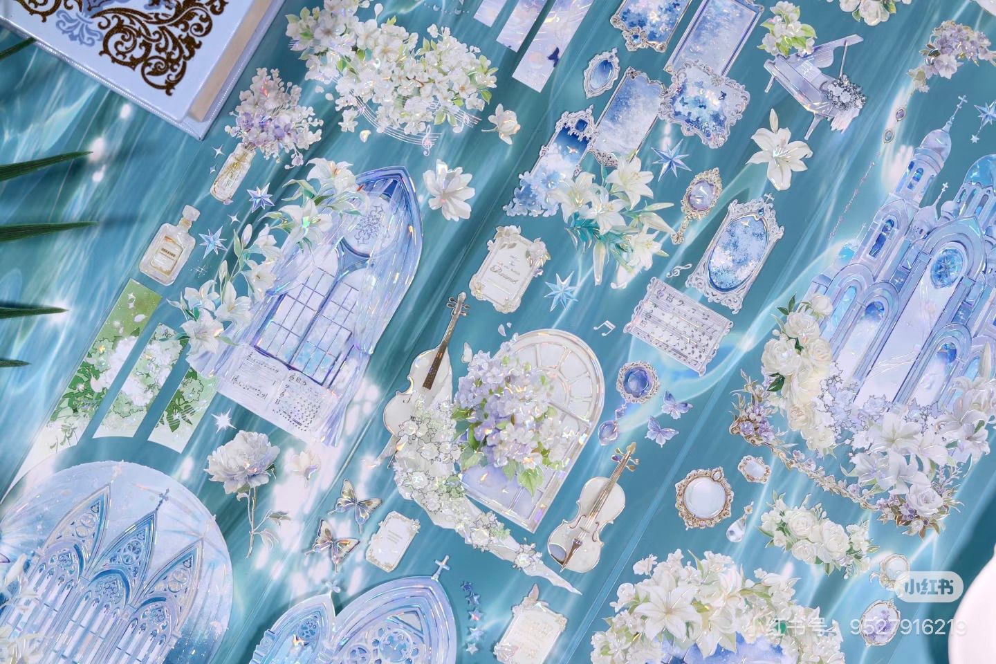 9032】海外 マステ 5/巻 PET 貝殻光マスキングテープ 城 月 背景系