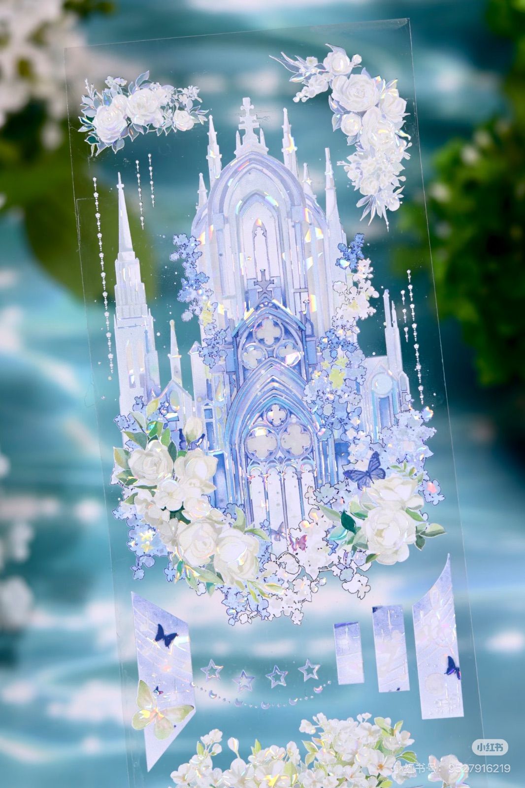 9032】海外 マステ 5/巻 PET 貝殻光マスキングテープ 城 月 背景系