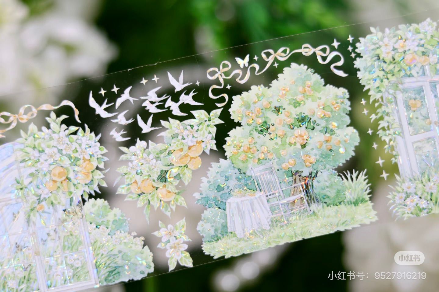 9033】海外 マステ 4.72/巻 PET 貝殻光マスキングテープ 果物 オレンジ