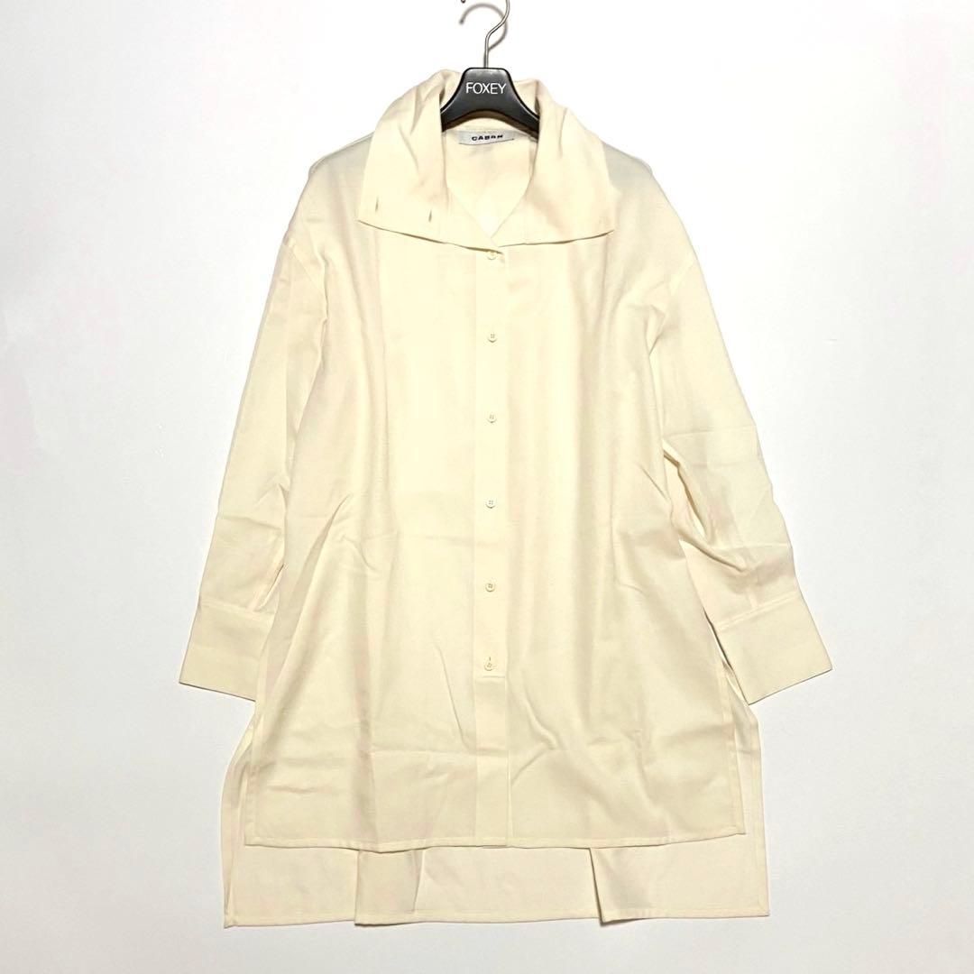 美品 CABaN キャバン ウールツイル ハイネック ロングシャツ 