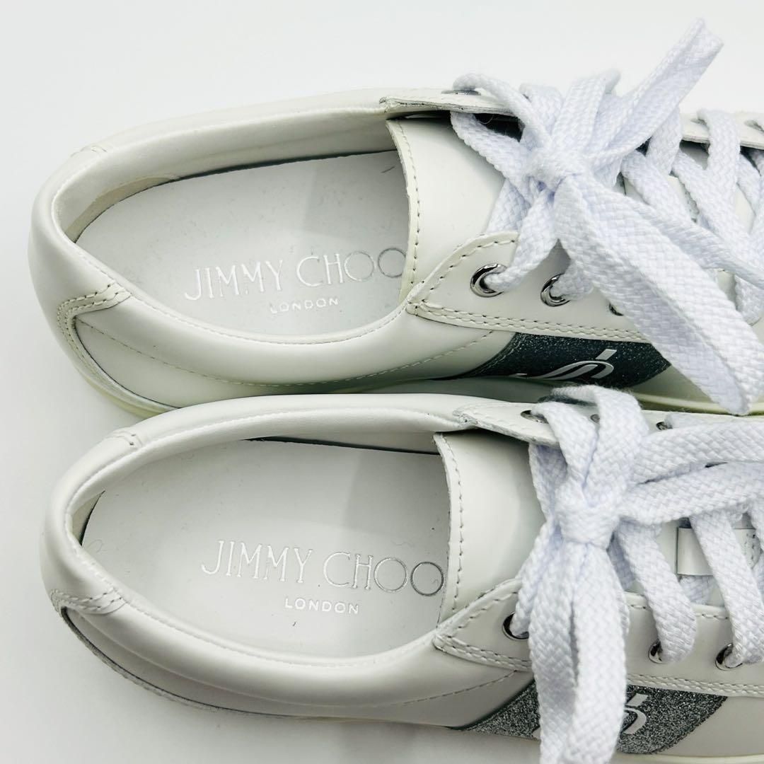 新品 ジミーチュウ 購入 レザースニーカー グリッター ラメ JCロゴ