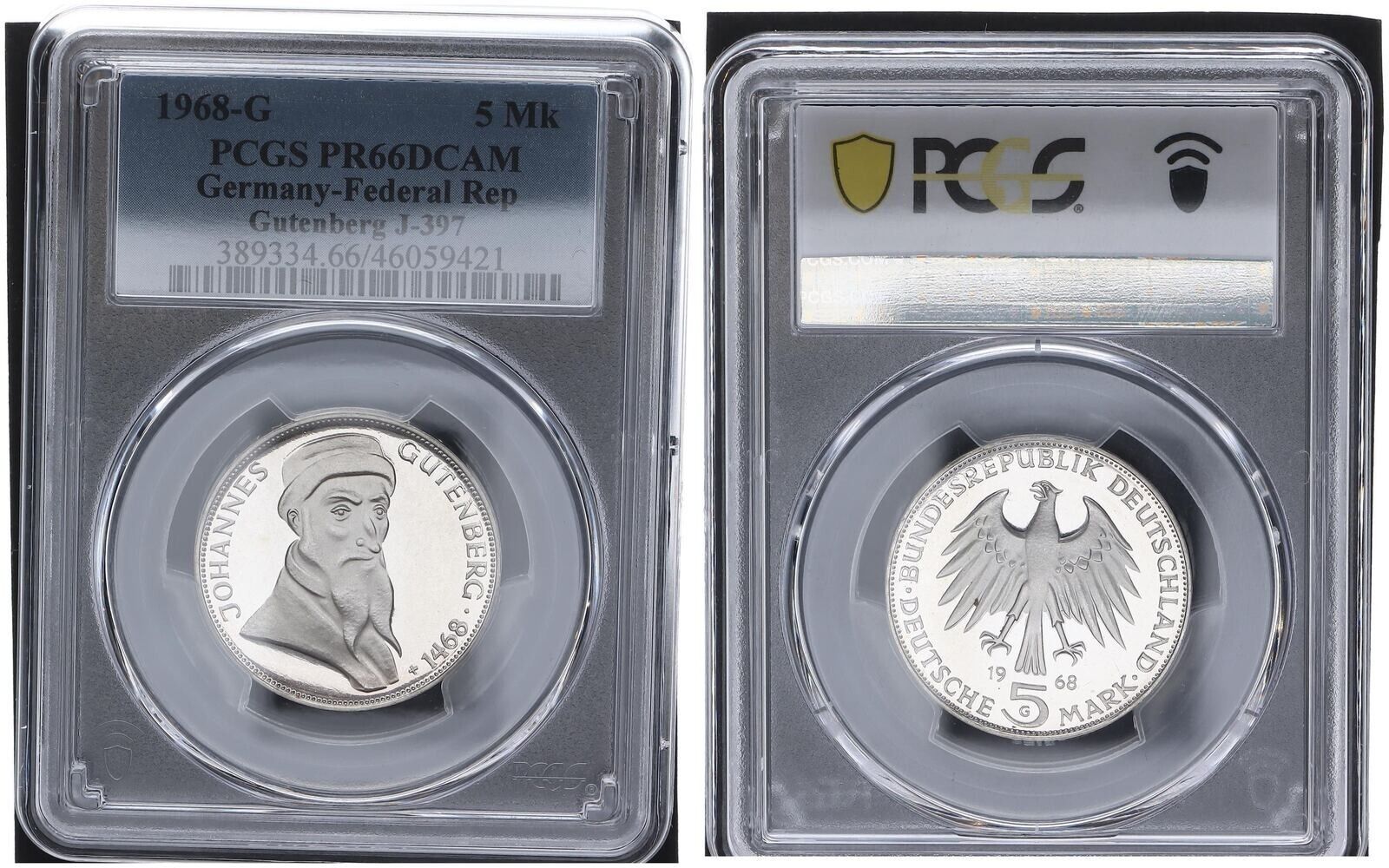 ドイツ 5マルク銀貨☆1968年／未使用／ヨハネス・グーテンベルク／NGC Yahoo!オークション -「ドイツ5マルク銀貨」の落札相場・落札価格