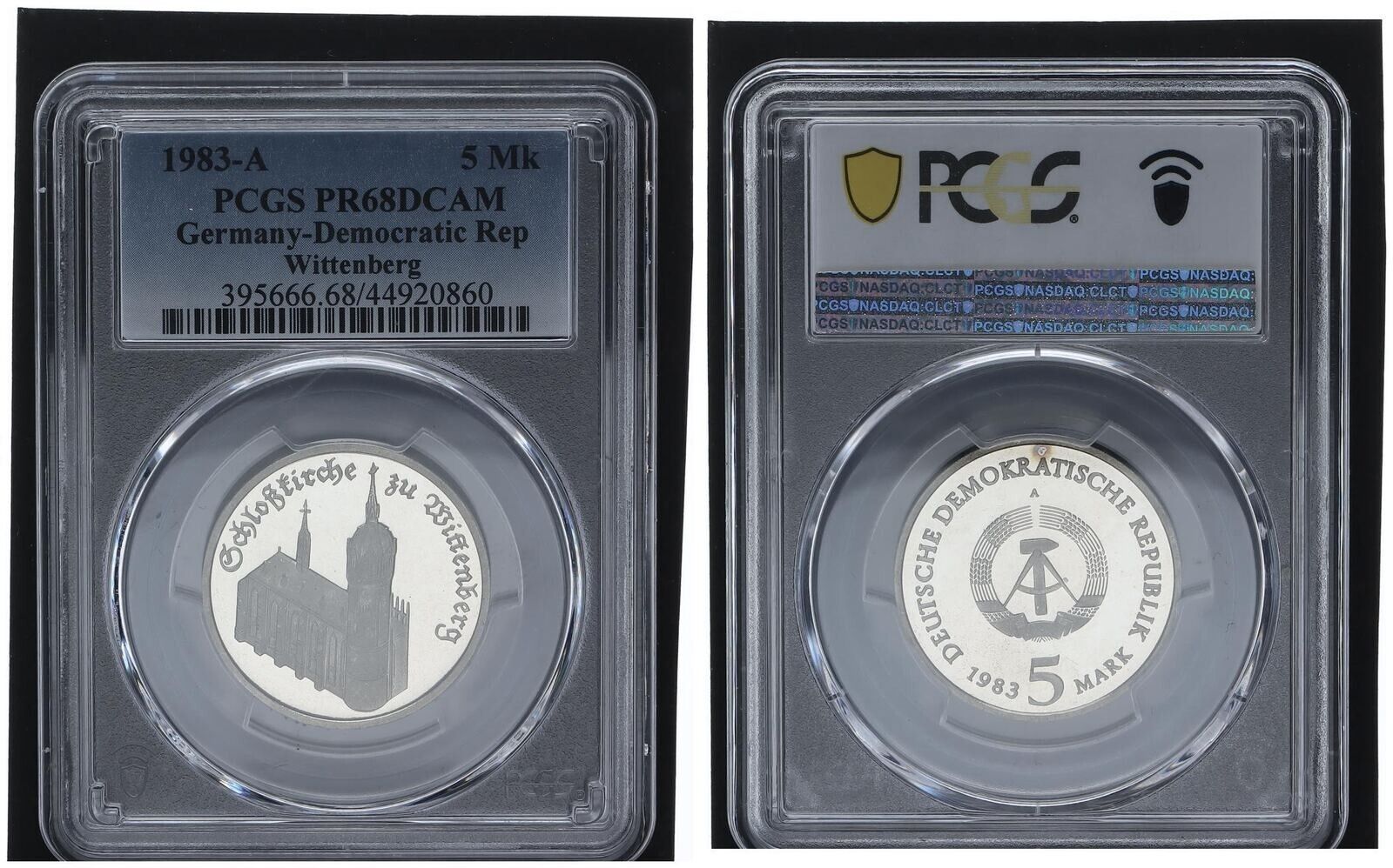DDR 5 マーク 1983 ヴィッテンベルク城教会 PCGS プルーフ