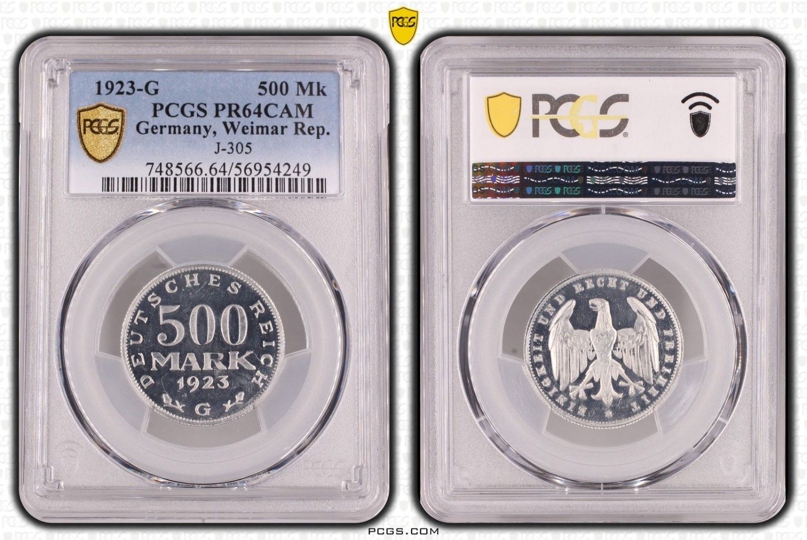 ワイマール レップ 500 マーク 1923 G J 305 PR 64 CAM プルーフ