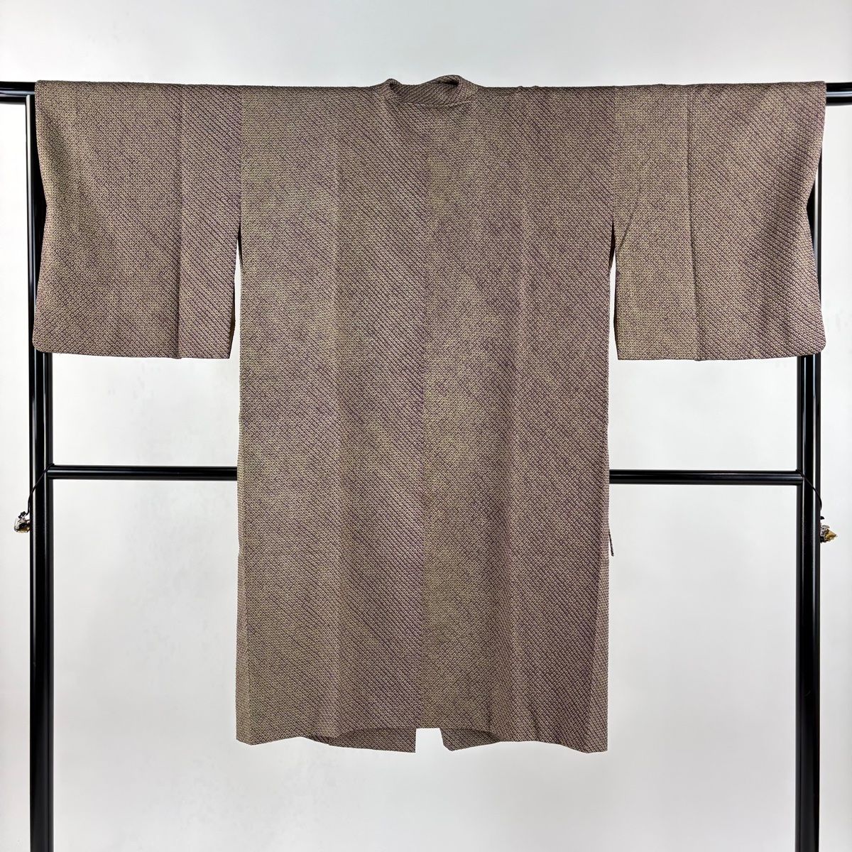 道中着 身丈109.5 cm 裄丈65.5 M 和装コート 総絞り 紫 正絹