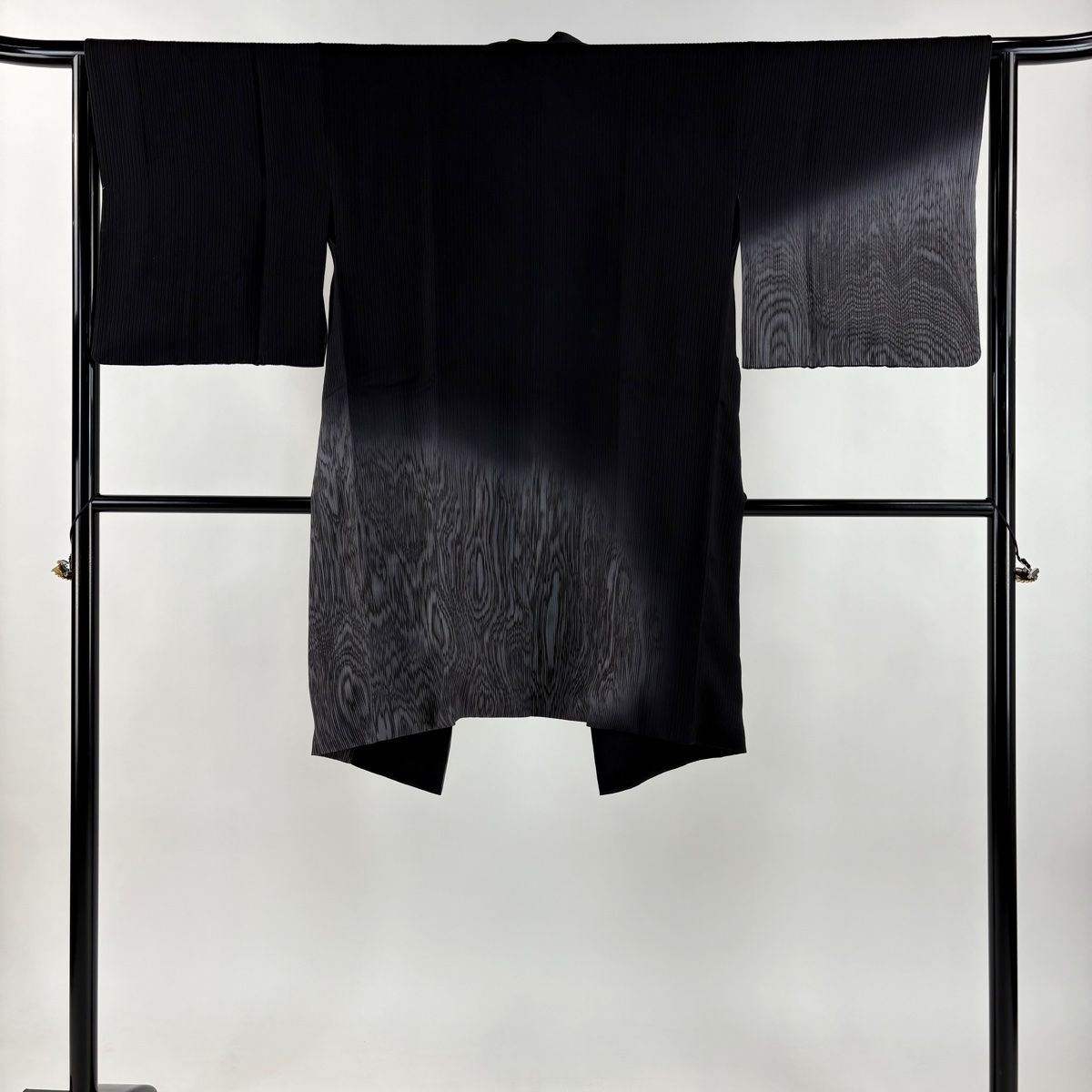 道中着 身丈100 5 cm 裄丈62 S 和装コート 着物衿 木目 ぼかし 黒 正絹