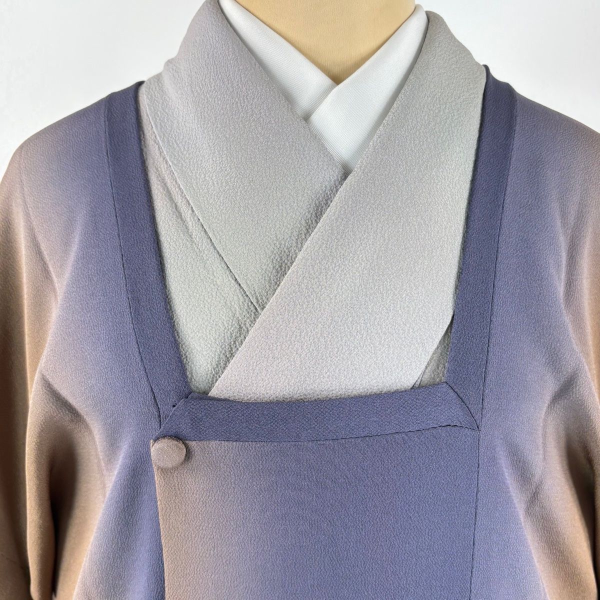  道行 身丈109 5 cm 裄丈67 L 和装コート 角衿 縦ぼかし 縮緬 青紫 正絹 羽織 着物 浴衣