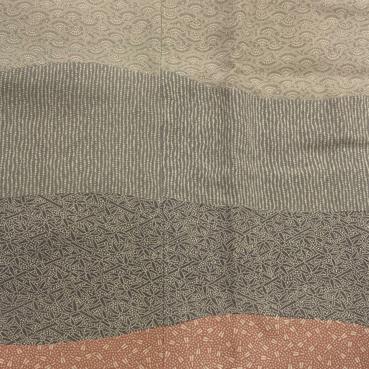  道行 身丈106 5 cm 裄丈66 M 和装コート 角衿 寺山存男 落款 江戸小紋柄 笹 灰緑 正絹 羽織 着物 浴衣