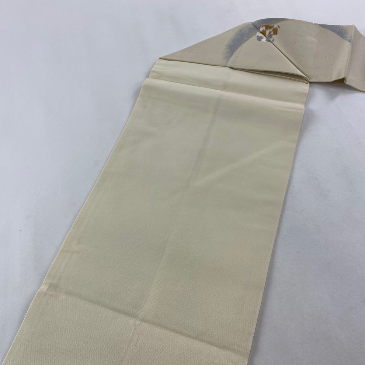  名古屋帯 証紙 猫 月 箔 クリーム 正絹 名古屋帯 帯