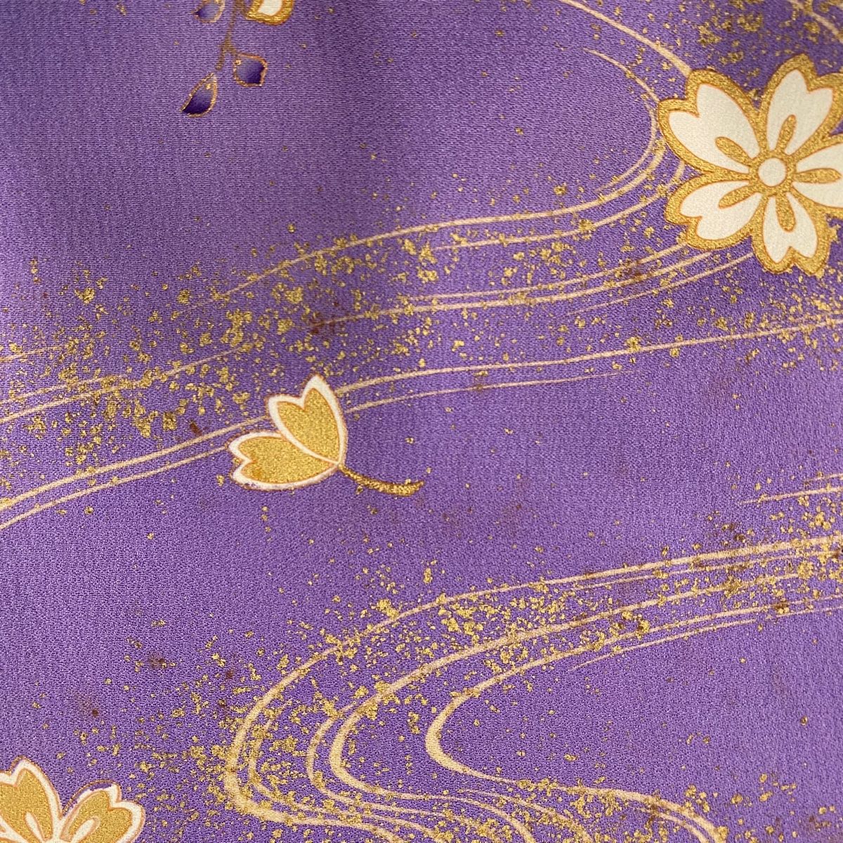 (あ862)アンティーク大振袖㊗️紫に金の幾何学模様 総刺繍✨️③点セット 32136 派手クール//花魁風/目立つ龍 紫/黒/ゴールド(金色)｜TAKAZEN