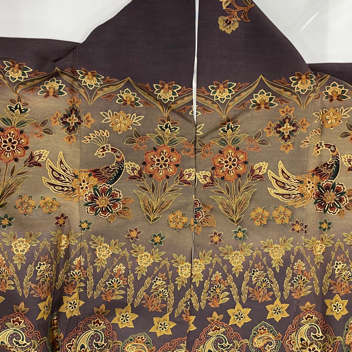 上質なち紬お着物　花草柄　袷　や裄69 身幅細めサイズ 上質なち紬お着物花草柄袷や裄69 身幅細めサイズ