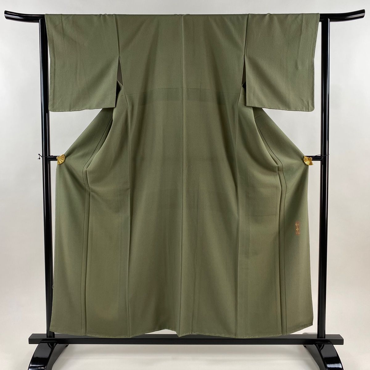 江戸小紋 身丈157.5cm 裄丈63cm S 袷 鮫 灰緑 正絹 秀品 【中古