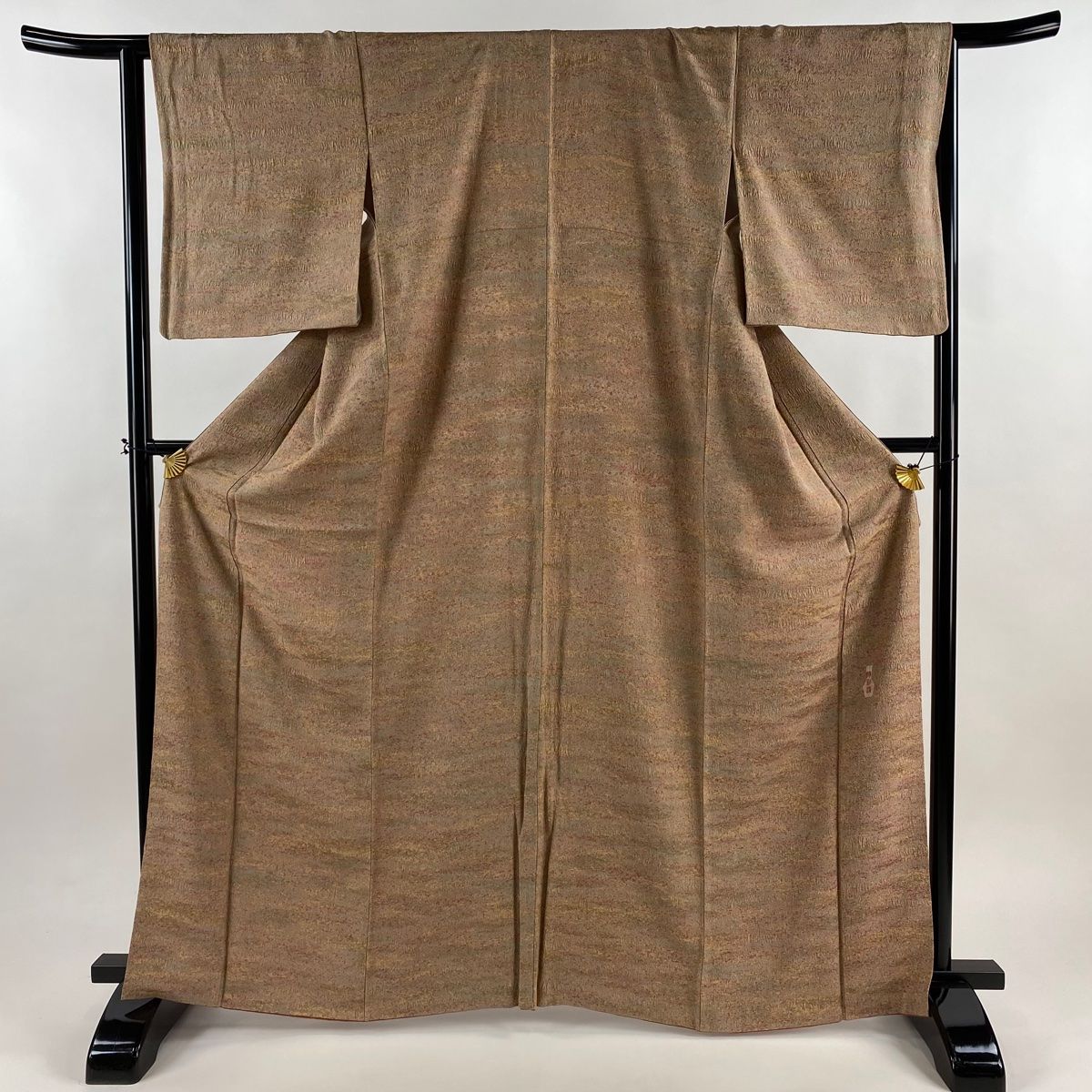 小紋 身丈166 cm 裄丈64.5 M 袷 幾何学 陶彩染 薄茶色 正絹 秀品