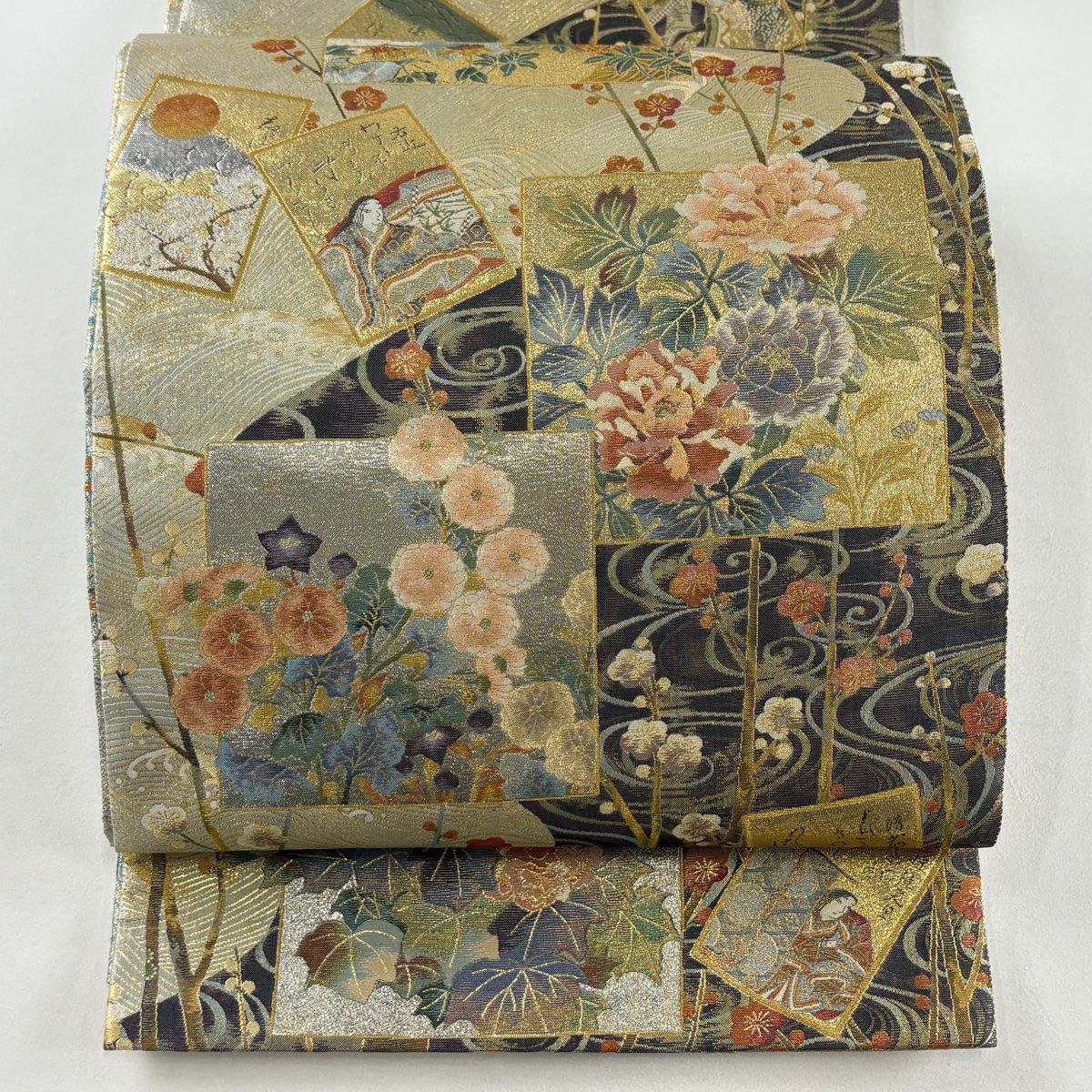 丸帯 松尾光琳 落款 琳派三壽奏 金色 お太鼓柄 正絹