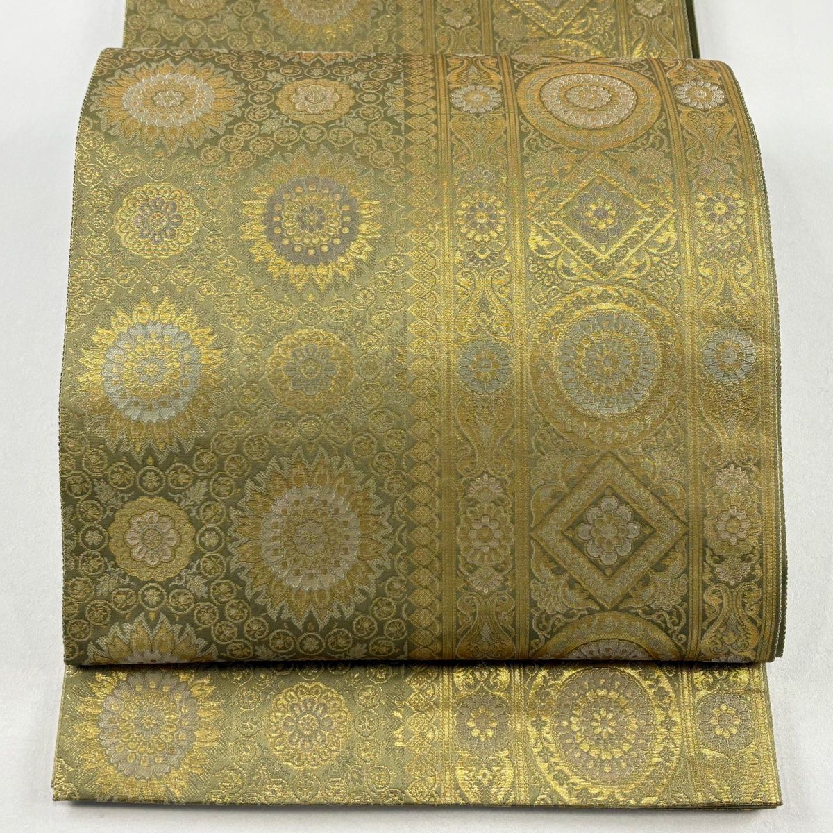 ＊将監＊袋帯 正絹 箔屋清兵衛 草木染め 五葉松 濃いグレージュ 極美品 将監＊袋帯 正絹 箔屋清兵衛 草木染め 五葉松 濃いグレージュ 極美品