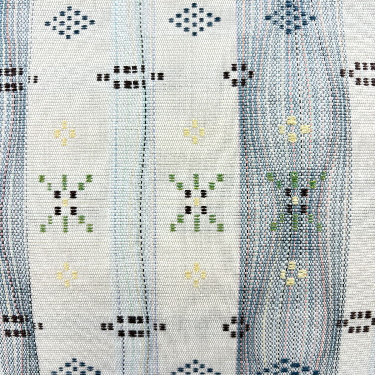 美品】 名古屋帯 人気 名品 松葉仕立て 八寸名古屋帯 縞 幾何学模様