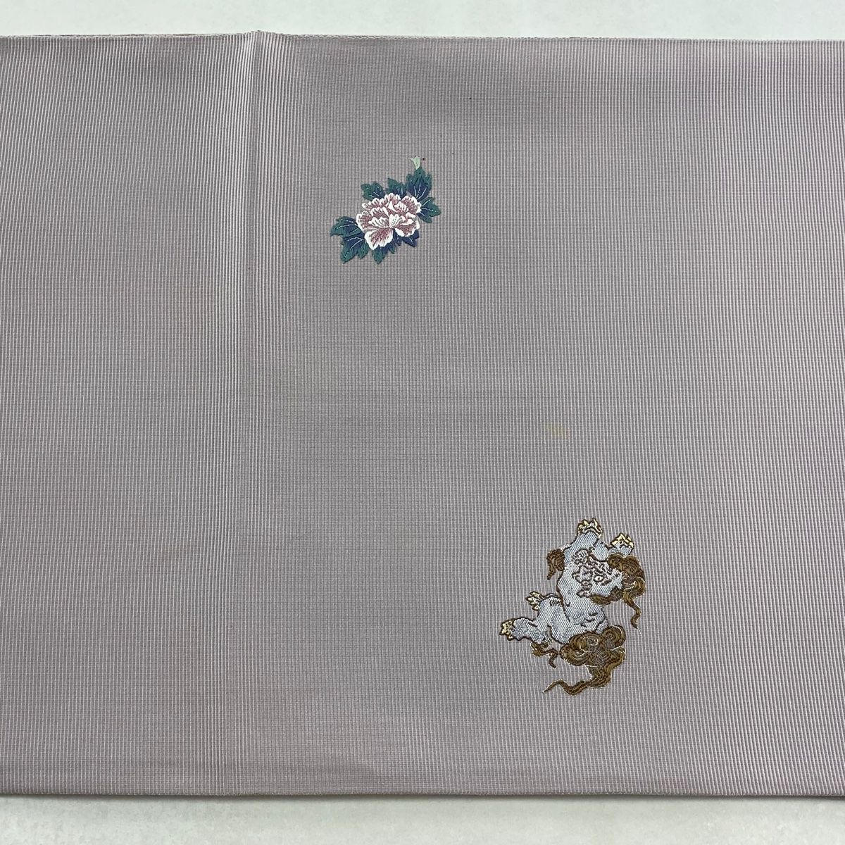 袋帯 秀品 獅子 牡丹 薄紫 お太鼓柄 正絹 【中古】 - メルカリ