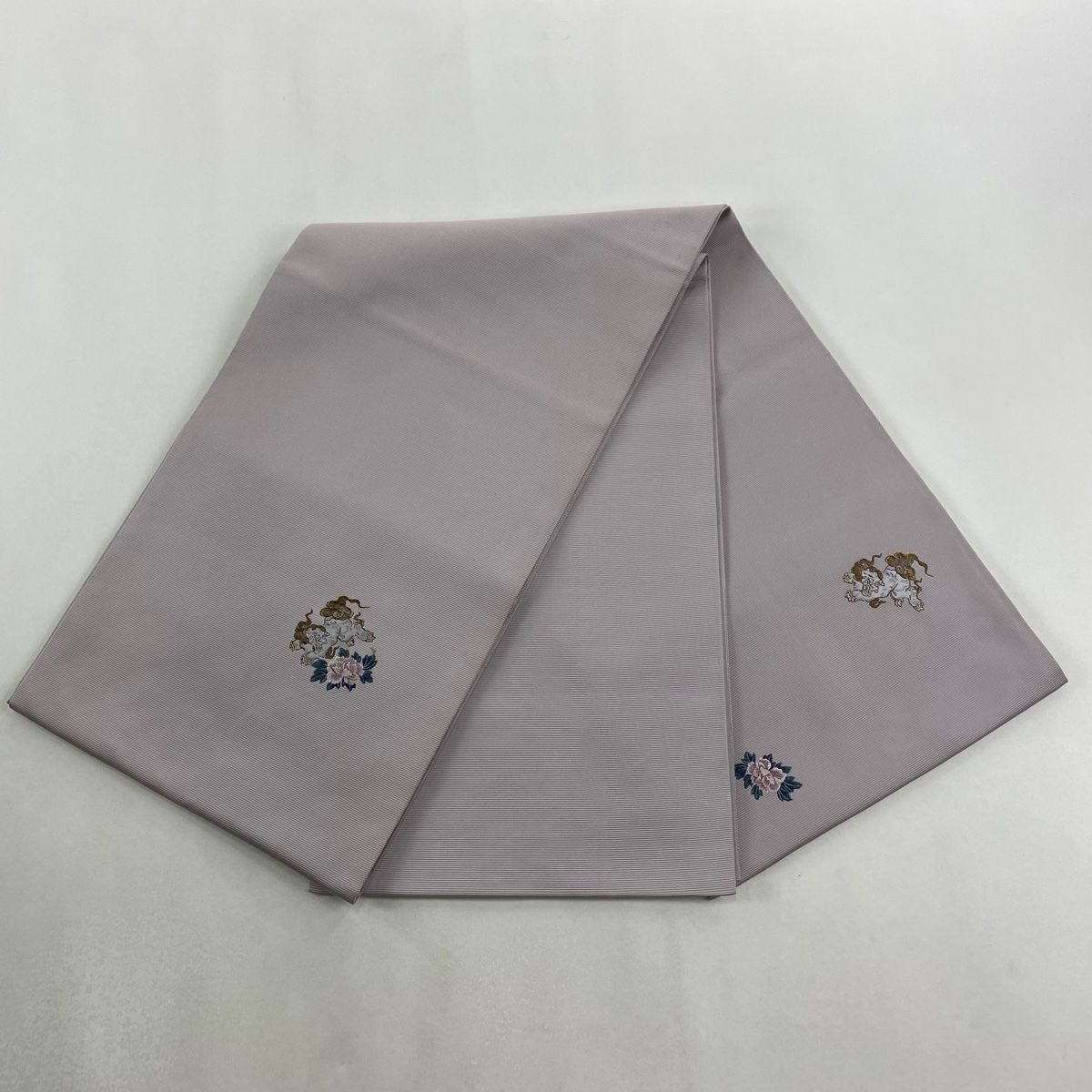 袋帯 秀品 獅子 牡丹 薄紫 お太鼓柄 正絹 【中古】 - メルカリ
