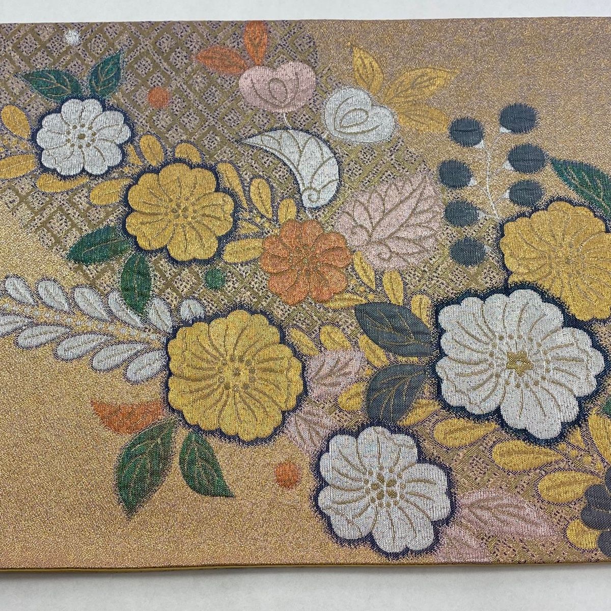 美品】 袋帯 秀品 辻が花 菱 箔 薄茶色 六通 正絹 【中古】 - メルカリ