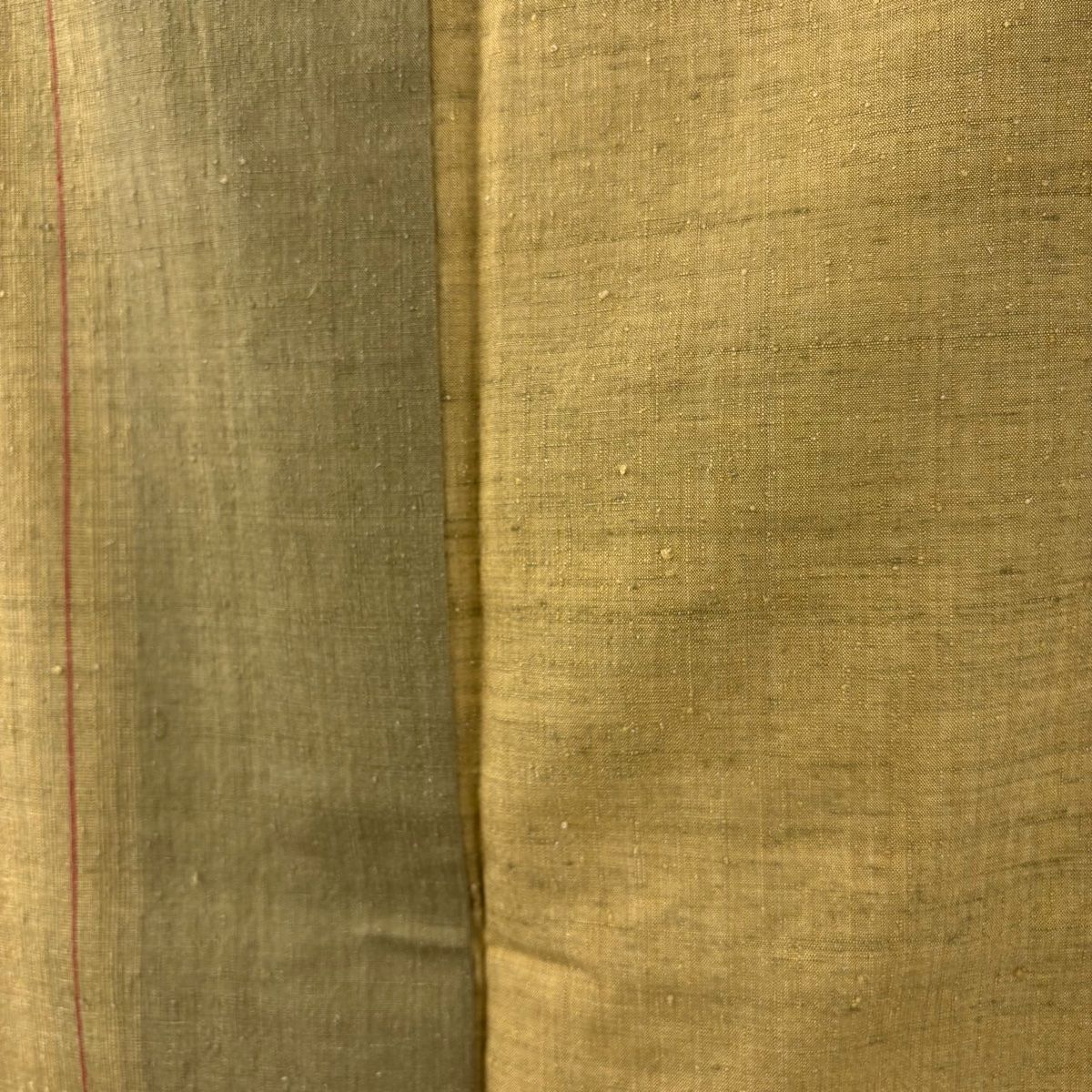  結城紬 身丈155 cm 裄丈64 M 袷 本場結城紬 奥順 縞 黄土色 正絹 紬 着物