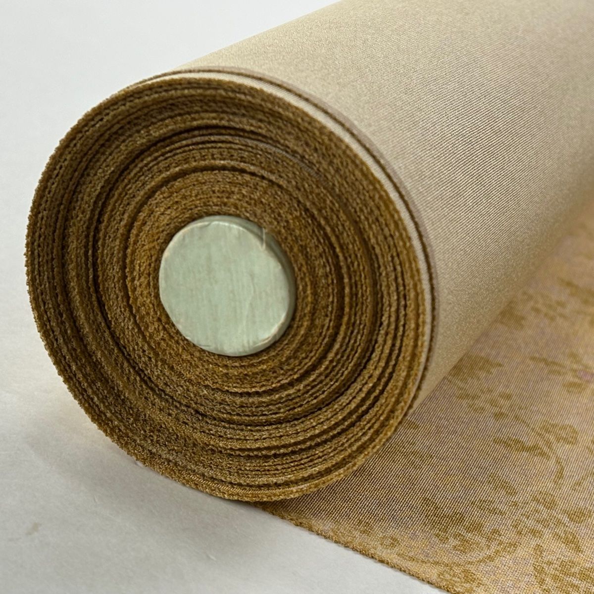  反物 秀品 小紋 草花 縮緬 薄オレンジ 正絹 小紋 着物反物