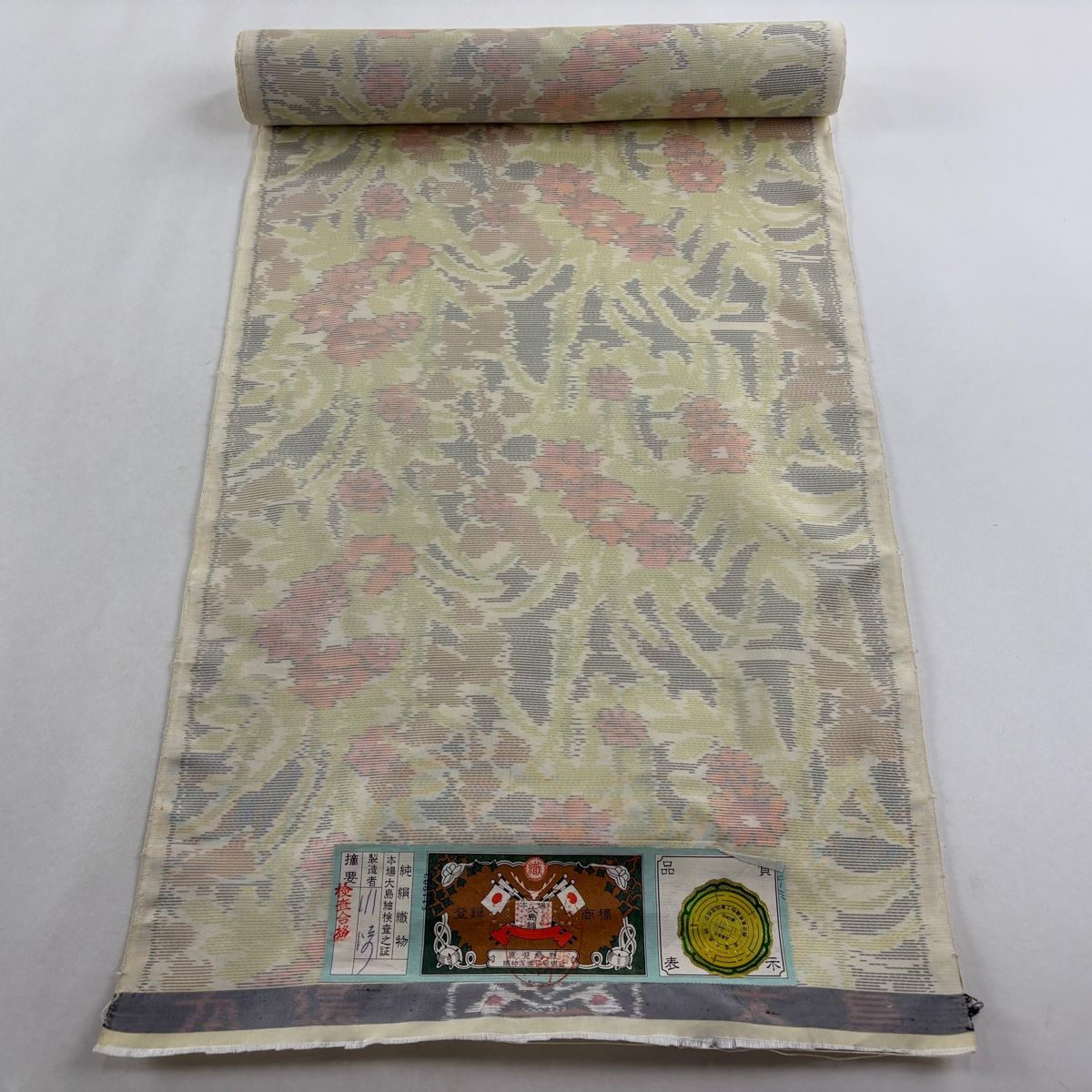 反物 秀品 大島紬 証紙有 草花 灰緑 正絹 【中古】 - メルカリ