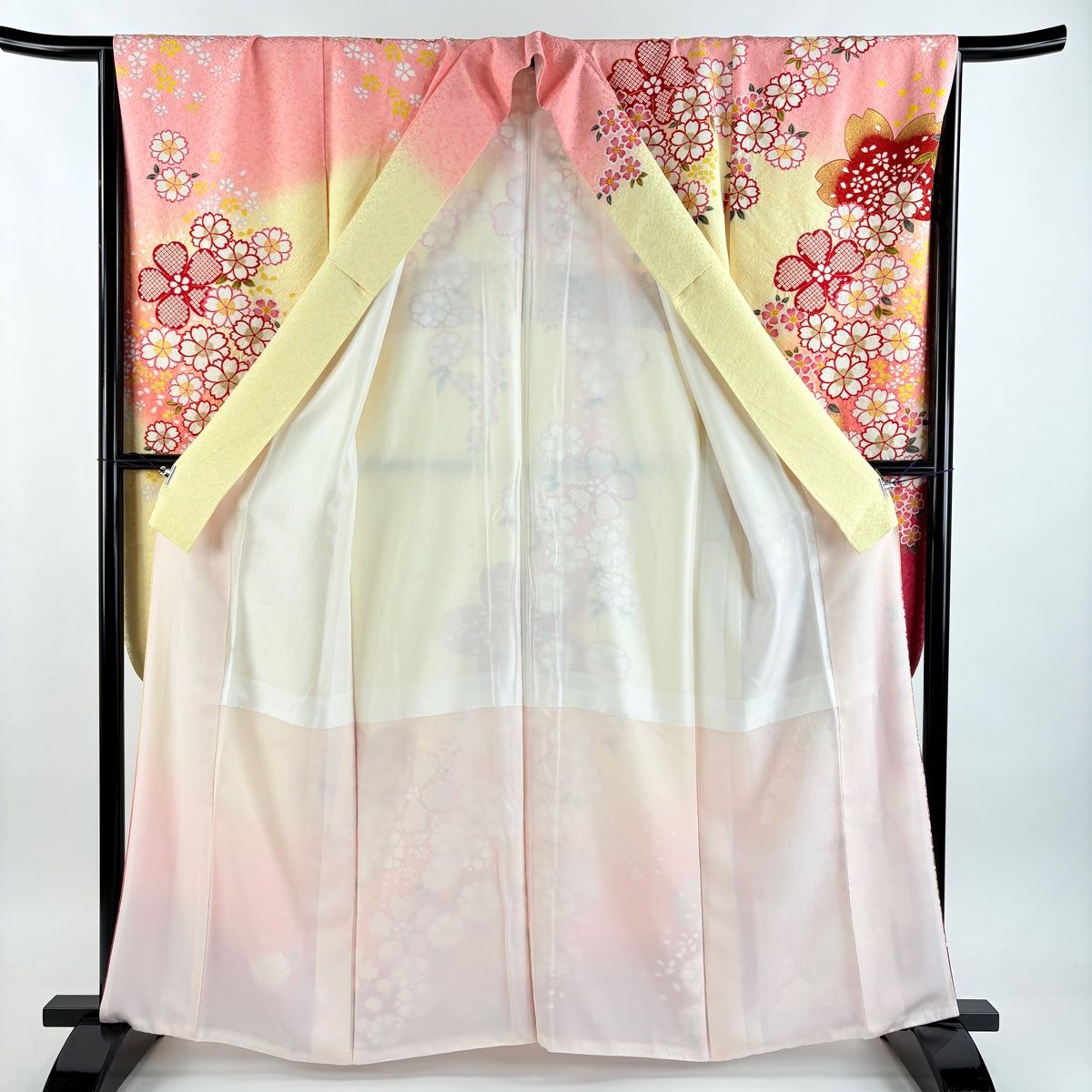 美品】 振袖 身丈162cm 裄丈66.5cm M 袷 袋帯フルセット 桜 桜の花びら