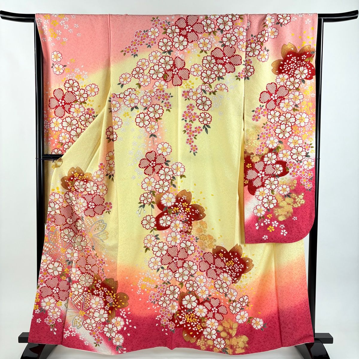 美品】 振袖 身丈162cm 裄丈66.5cm M 袷 袋帯フルセット 桜 桜の花びら