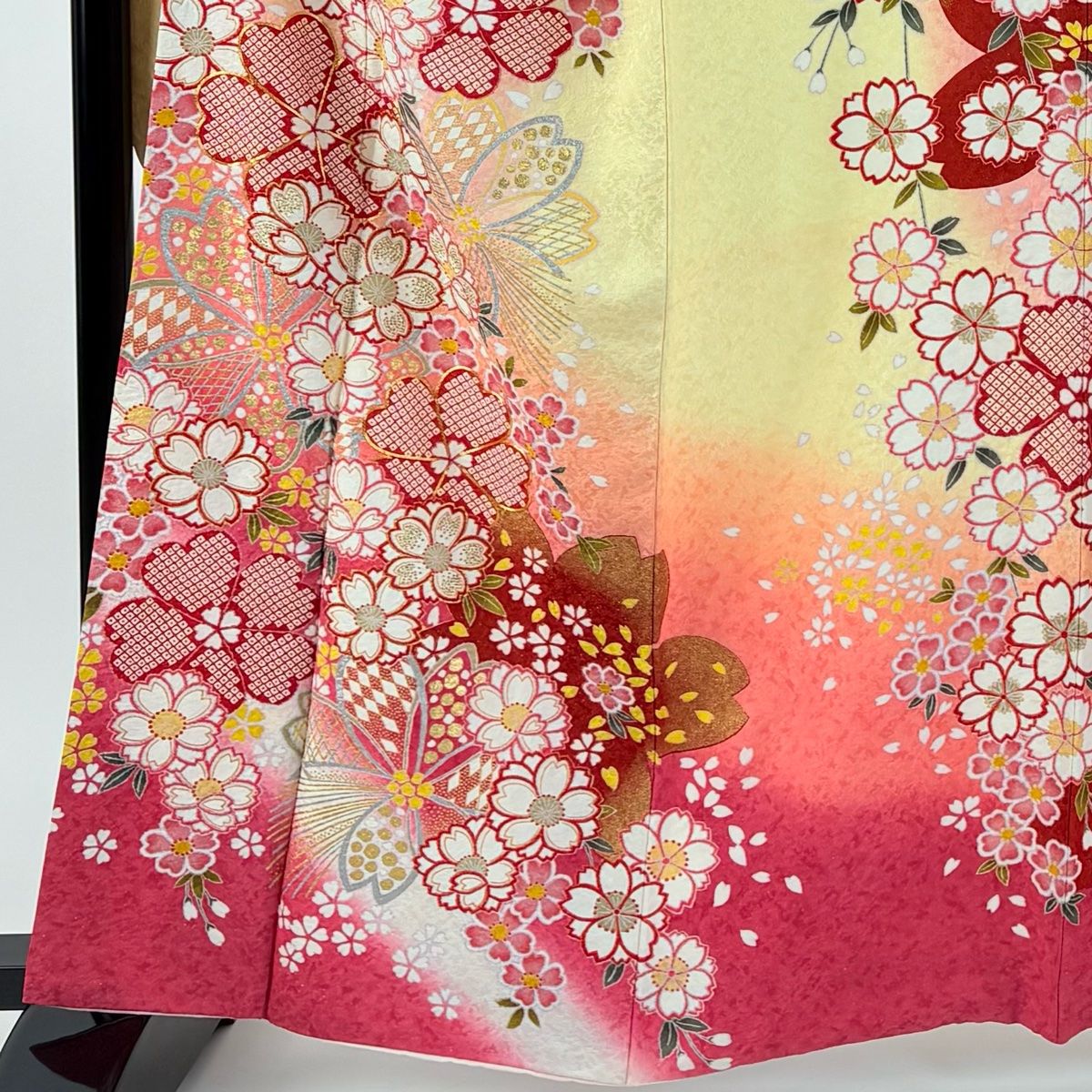 美品】 振袖 身丈162cm 裄丈66.5cm M 袷 袋帯フルセット 桜 桜の花びら