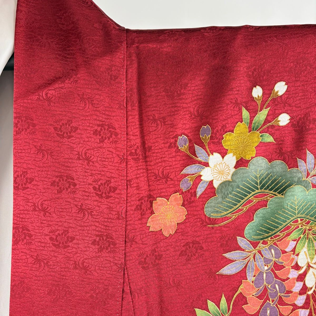 美品】 振袖 身丈169cm 裄丈67.5cm L 袷 袋帯フルセット 花筏 蝶 金彩