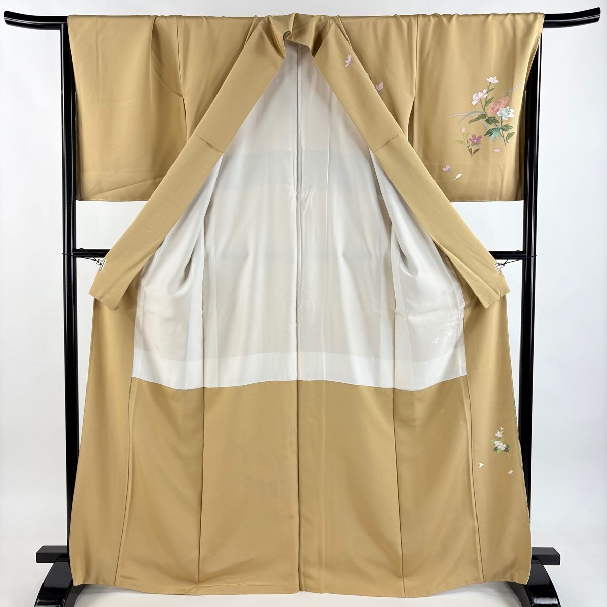 裄丈68.5cm ベージュ地訪問着コーディネートフルセット 正絹 袷 七五三など 裄丈68.5cm ベージュ地訪問着コーディネートフルセット 正絹 袷 七五三