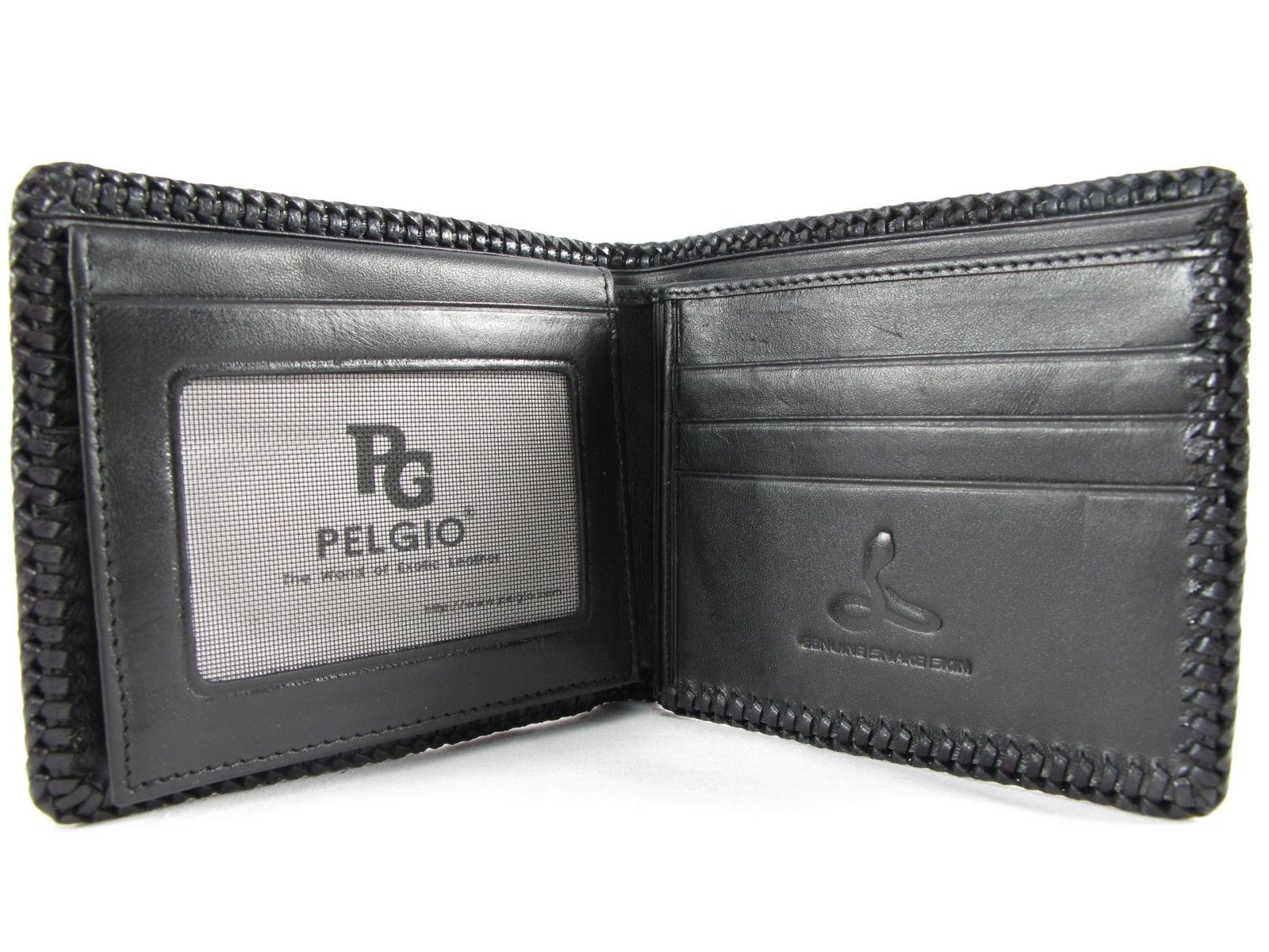  Python pelgio Snake Skinレザー二つ折り財布ハンドメイド 財布 キッズファッション小物