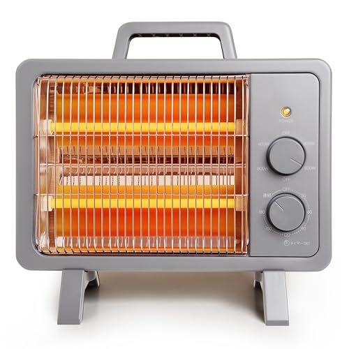 HOME COCCI 持ち運べる 電気ストーブ 小型 遠赤外線 ヒーター 省エネ ４００ｗ ８００ｗ切替 タイマー付 コンパクト レトロ 転倒時電源OFF機能付 リビング キッチン 脱衣所 トイレ オフィス １年保証