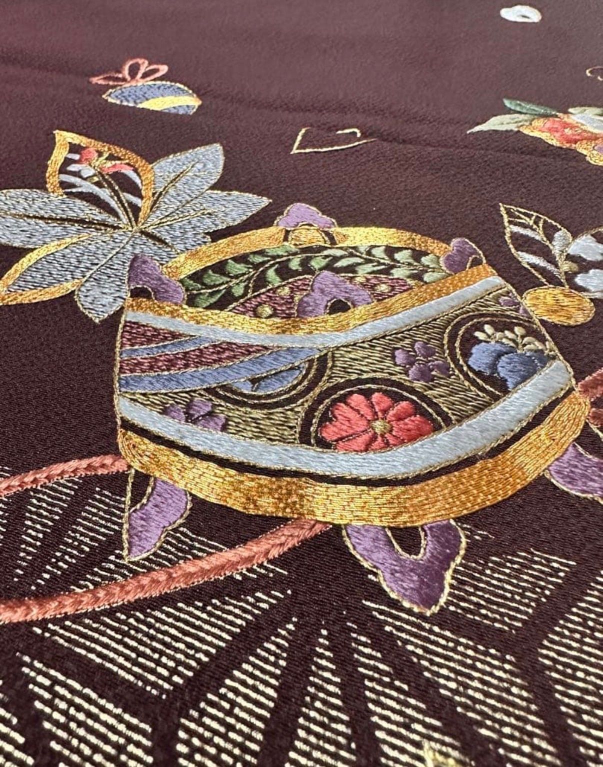 総刺繍　ブラウン　振袖　成人式　フルセット 総刺繍ブラウン振袖成人式フルセット