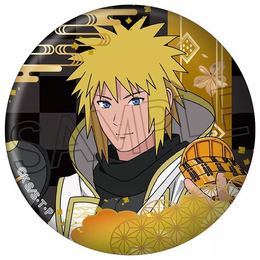 中古】バッジ・ビンズ 波風ミナト 箔押し缶バッジ 忍武者 「NARUTO