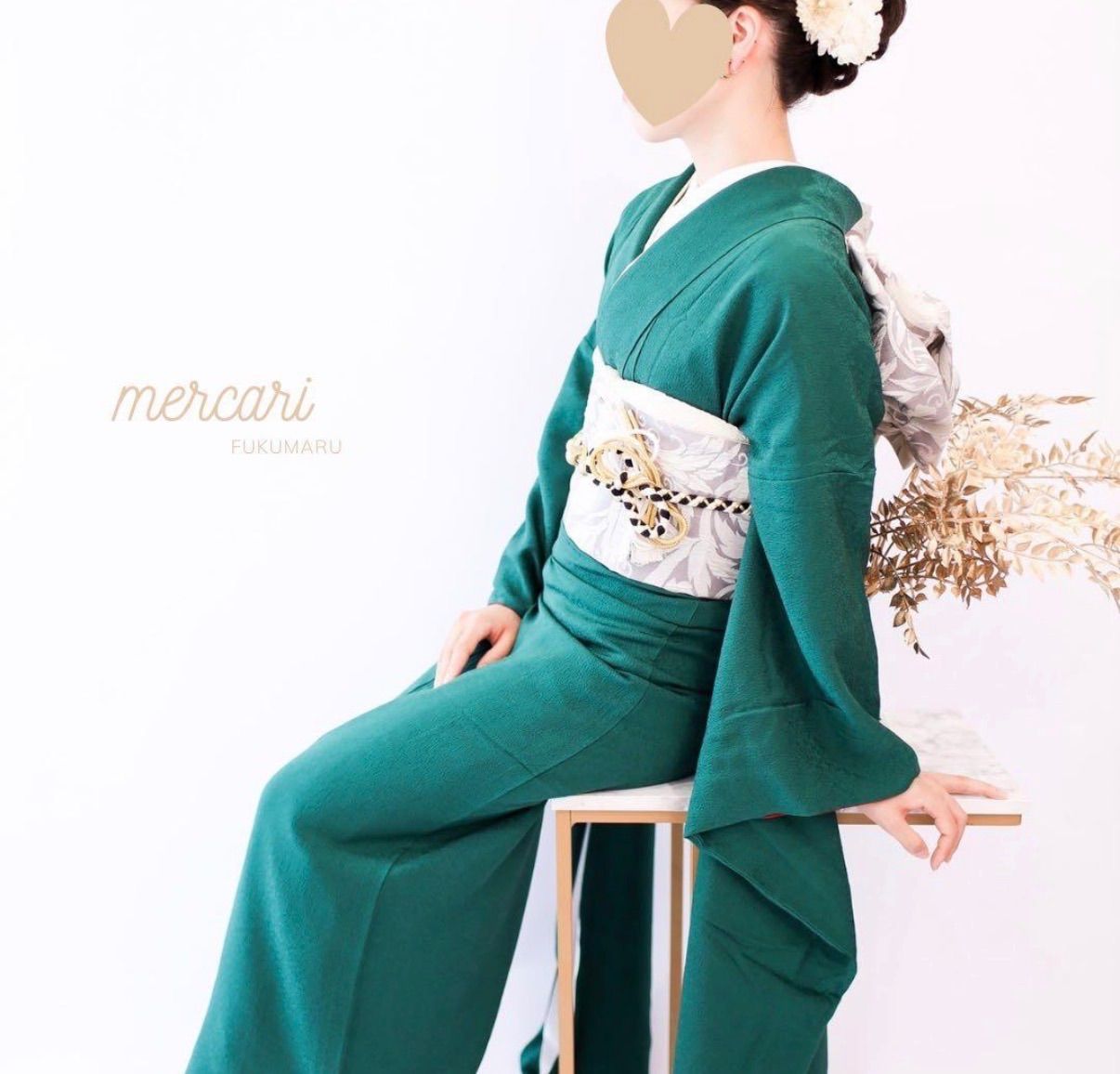 振袖 成人式 フルセット シンプル グリーン 正絹 - メルカリ