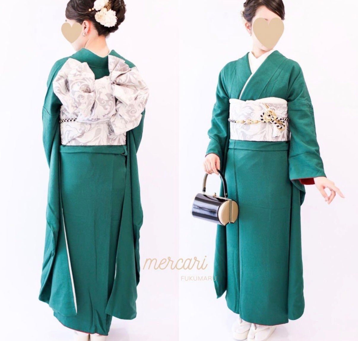 振袖 成人式 フルセット シンプル グリーン 正絹 - メルカリ
