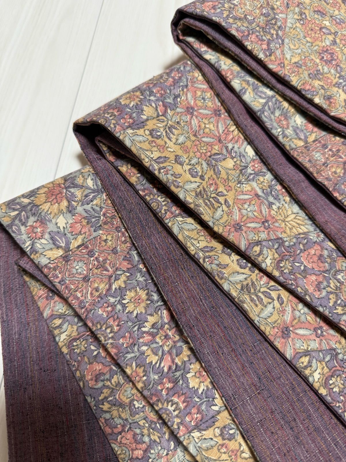 本場結城紬 更紗×無地紬