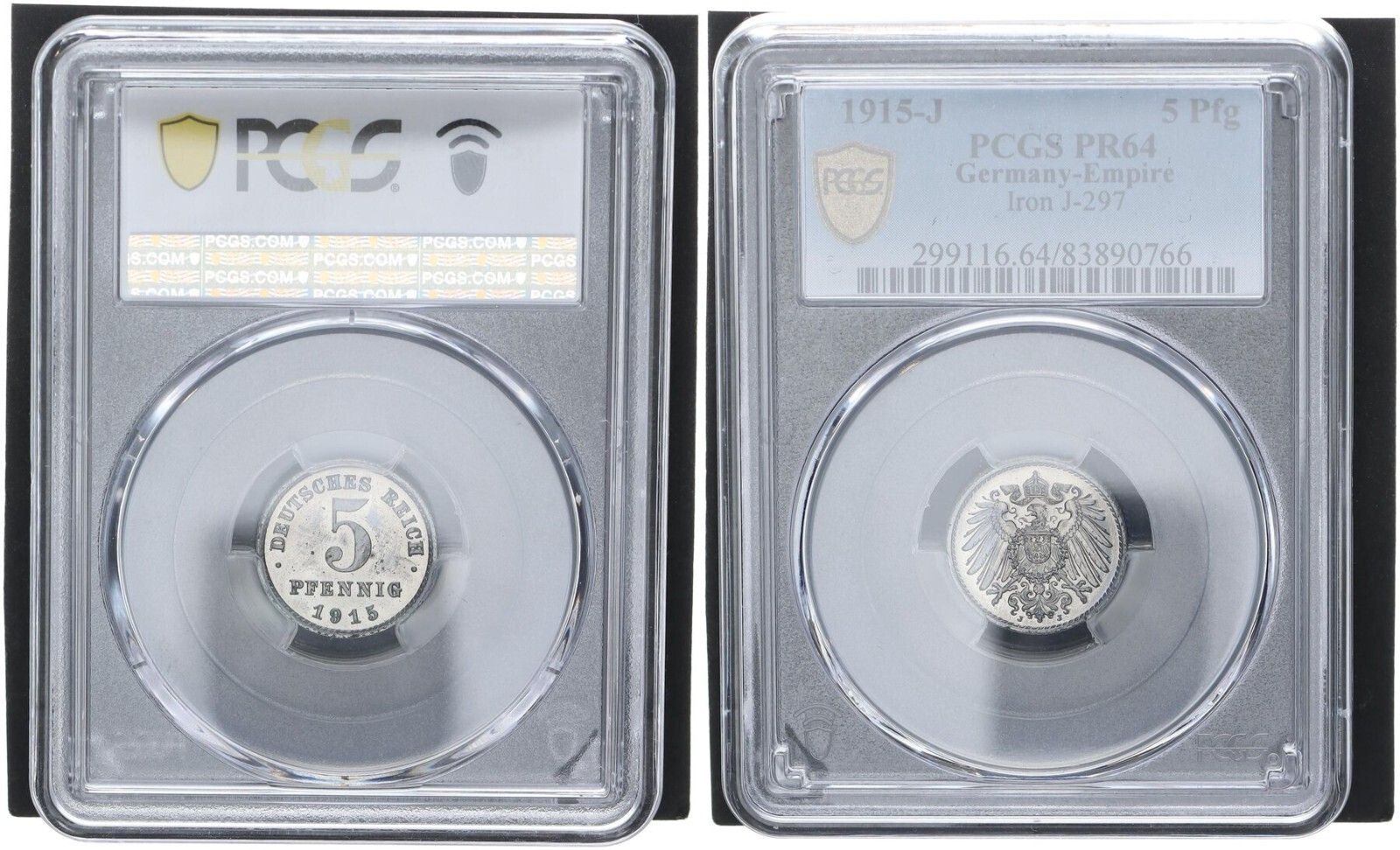 5 ペニッヒ 1915 J アイアン 297 PR 64 プルーフ