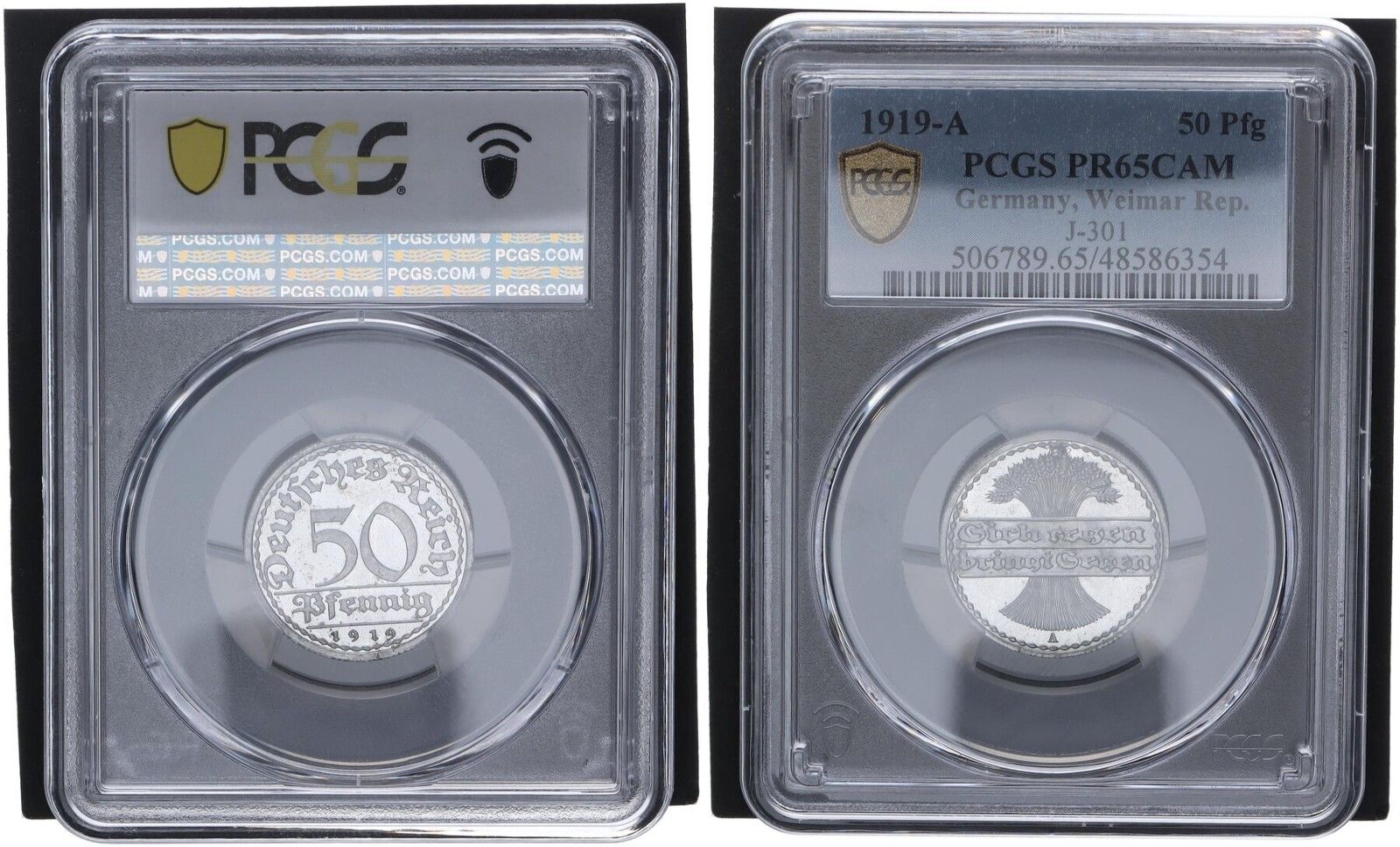 ワイマール レップ 50 ペニッヒ 1919 A J 301 PR 65 CAM プルーフ