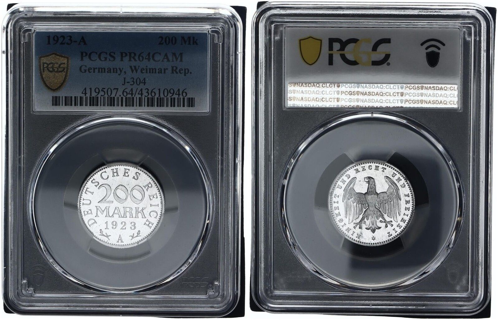 ワイマール レップ 200 マーク 1923 a J 304 PR 64 CAM プルーフ