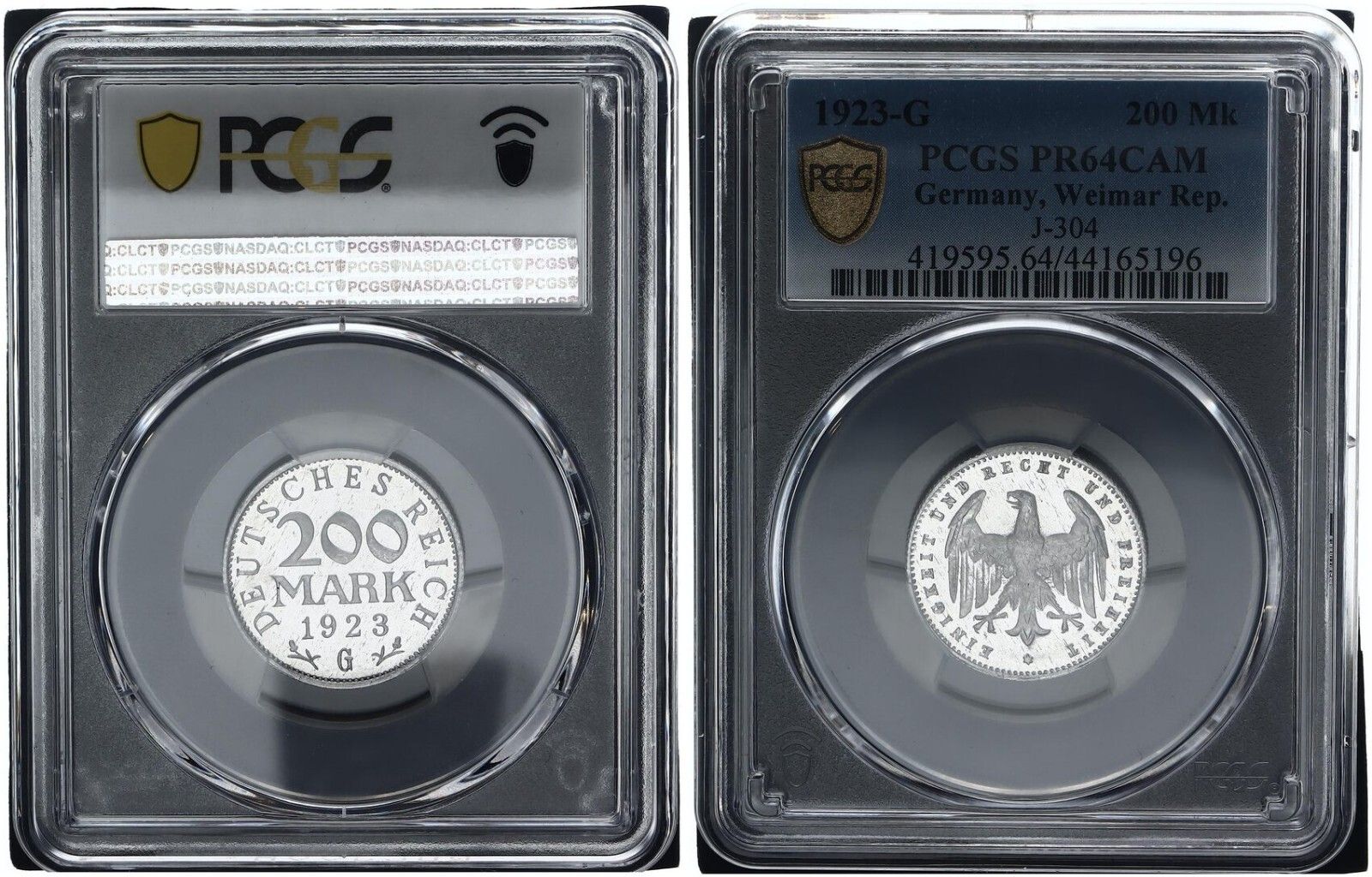 ワイマール レップ 200 マーク 1923 G J 304 PR 64 CAM プルーフ