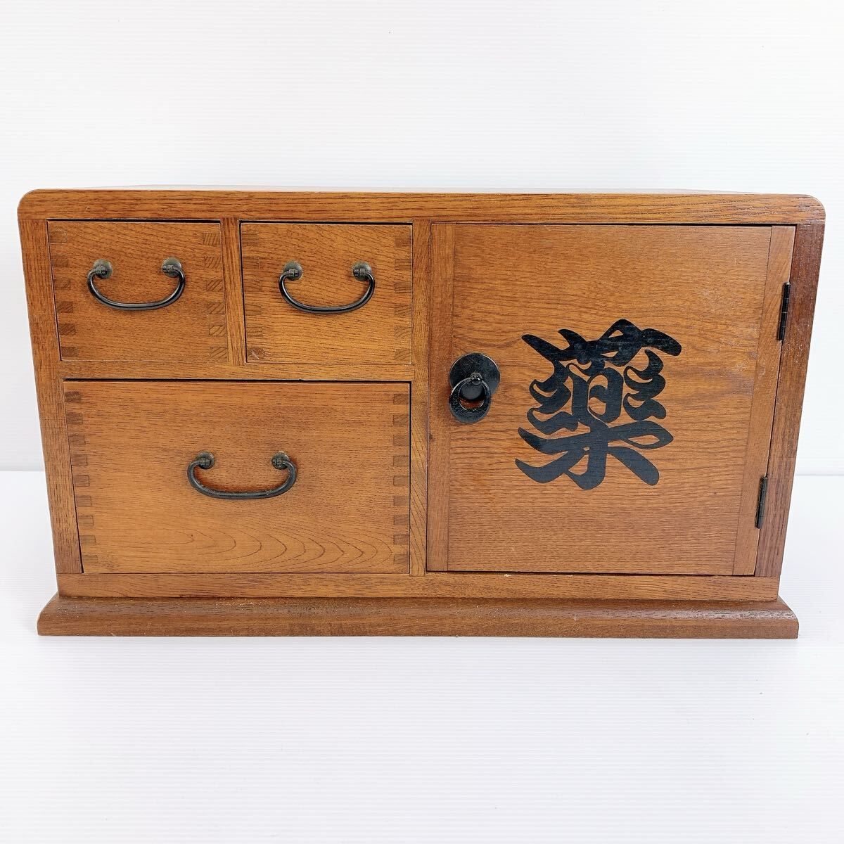 木製 チェスト 収納棚 整理箱 小引き出し 小物入れ 古家具 古道具 H-092 岳南木工商会 アンティーク 木製 薬箱 救急箱 引き出し収納