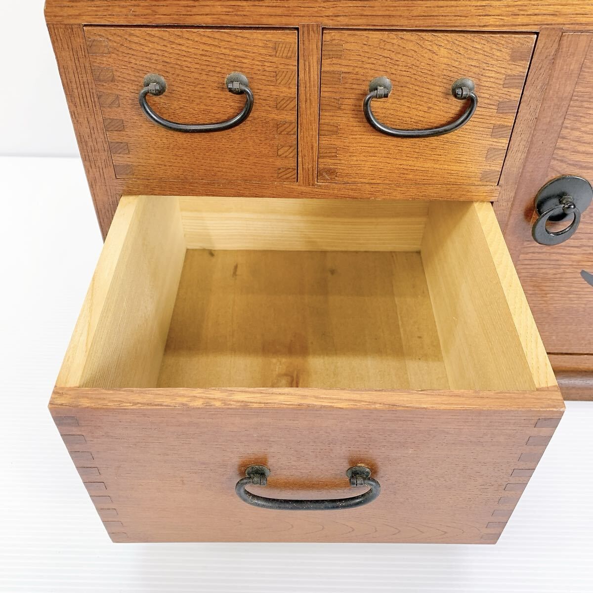 H-092 岳南木工商会 アンティーク 木製 薬箱 救急箱 引き出し収納